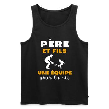 Fußball Vater und Sohn Vater - Männer Premium Bio Tank Top - Schwarz - Vorne - Michal (187cm)