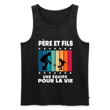Father and Son Football Vintage Man Dad - Men's Premium Organic Tank Top - black - Front - Michal (187cm)
