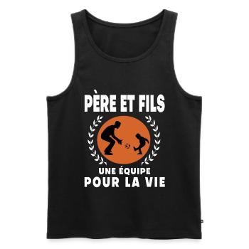 père fils football vintage rétro papa - Débardeur bio Premium Homme - noir - Devant - Michal (187cm)