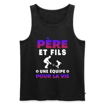 père fils football équipe pour la vie papa - Débardeur bio Premium Homme - noir - Devant - Michal (187cm)