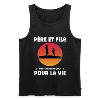 Vater und Sohn Golf Retro Vintage Papa Golfer - Männer Premium Bio Tank Top - Schwarz - Vorne - AI Model Male 178 light (178cm)