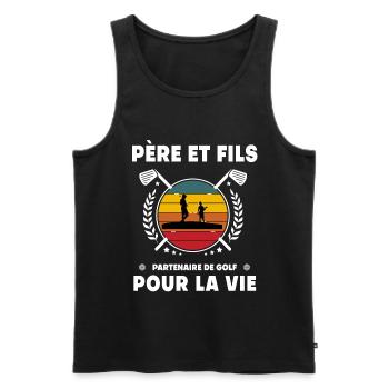 Vater und Sohn Vintage Golf Retro Papa Golfer - Männer Premium Bio Tank Top - Schwarz - Vorne - Michal (187cm)