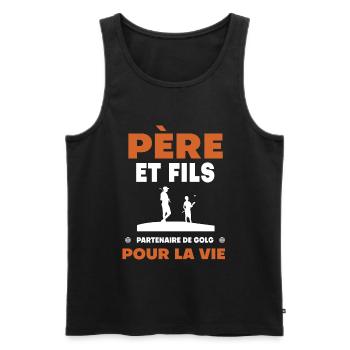 Vater Sohn Golf Duo Mann Papa Golfer - Männer Premium Bio Tank Top - Schwarz - Vorne - Michal (187cm)