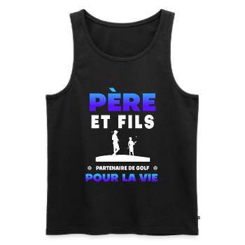 Vater Sohn Golfpartner Duo Mann Papa Golfer - Männer Premium Bio Tank Top - Schwarz - Vorne - Michal (187cm)