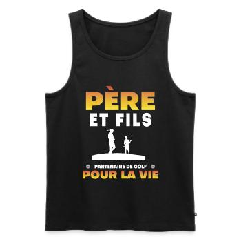 Vater Sohn Golfpartner Leben Papa Golfer - Männer Premium Bio Tank Top - Schwarz - Vorne - Michal (187cm)