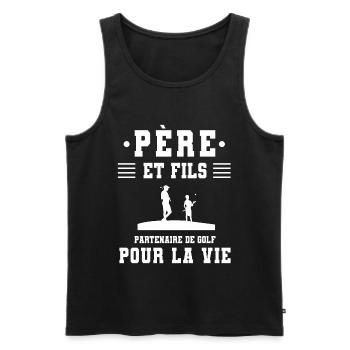 père fils golf papa golfeur - Débardeur bio Premium Homme - noir - Devant - Michal (187cm)