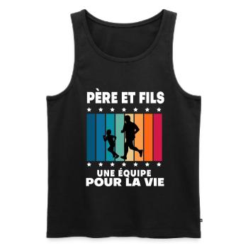 père et fils running homme vintage papa coureur - Débardeur bio Premium Homme - noir - Devant - Michal (187cm)