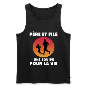 Father and Son Running Retro Vintage Dad Runner - Men's Premium Organic Tank Top - black - Front - Michal (187cm)