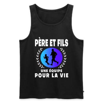 Father Son Running Retro Vintage Man Dad Runner - Men's Premium Organic Tank Top - black - Front - Michal (187cm)