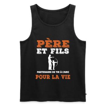 Father and Son Archery Partner Life Dad - Men's Premium Organic Tank Top - black - Front - Michal (187cm)