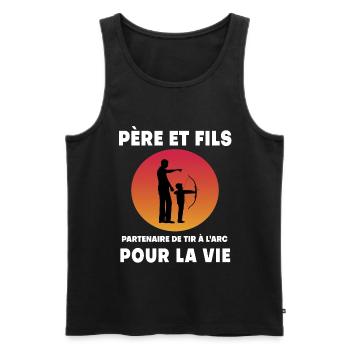 Father and Son Archery Retro Vintage Dad Archer - Men's Premium Organic Tank Top - black - Front - AI Model Male 178 light (178cm)