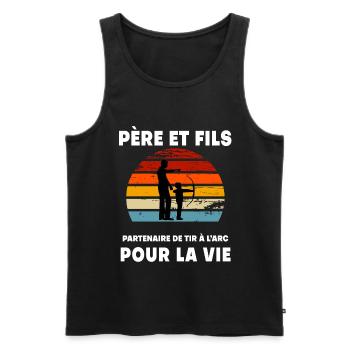 père et fils tir à l'arc vintage rétro sunset papa - Débardeur bio Premium Homme - noir - Devant - Michal (187cm)