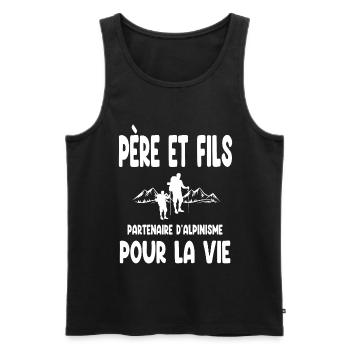 alpinisme père et fils partenaire pour la vie papa - Débardeur bio Premium Homme - noir - Devant - Michal (187cm)