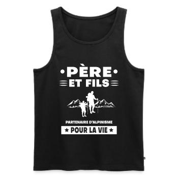 père et fils alpinisme duo homme papa - Débardeur bio Premium Homme - noir - Devant - Michal (187cm)