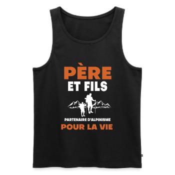 Father Son Mountaineering Duo Man Dad - Men's Premium Organic Tank Top - black - Front - Michal (187cm)