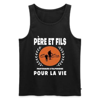Vater Sohn Bergsteigen Vintage Retro Papa - Männer Premium Bio Tank Top - Schwarz - Vorne - Michal (187cm)