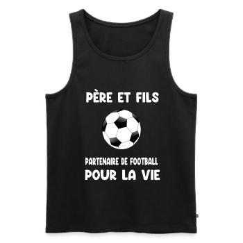 père et fils football partenaire pour vie papa - Débardeur bio Premium Homme - noir - Devant - Michal (187cm)