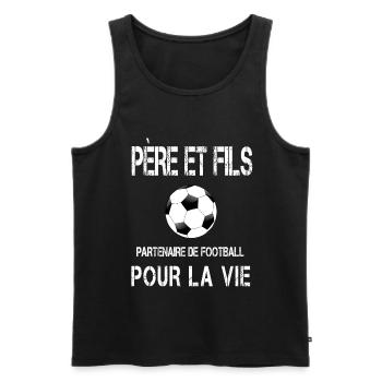 Vater und Sohn Fußball Papa - Männer Premium Bio Tank Top - Schwarz - Vorne - Michal (187cm)