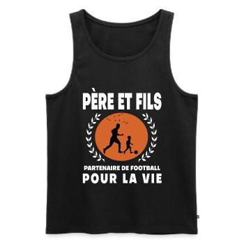 père fils football vintage rétro papa - Débardeur bio Premium Homme - noir - Devant - Michal (187cm)