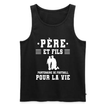 Vater Sohn Fußball Vater - Männer Premium Bio Tank Top - Schwarz - Vorne - Michal (187cm)