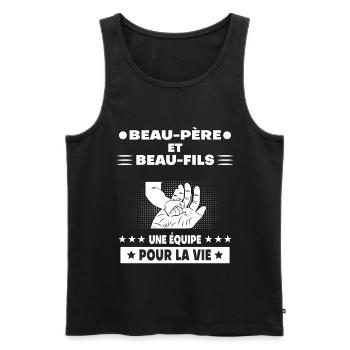 Father-in-law and stepson hand father dad - Men's Premium Organic Tank Top - black - Front - AI Model Male 178 light (178cm)