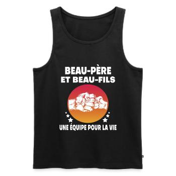 Vintage Father-in-Law and Men's Stepson - Men's Premium Organic Tank Top - black - Front - AI Model Male 178 light (178cm)