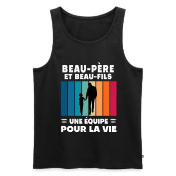 Step-Dad Stepdad Stepson Father's Day - Men's Premium Organic Tank Top - black - Front - AI Model Male 178 light (178cm)