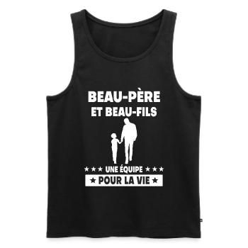 beau-papa vintage beau-père beau-fils - Débardeur bio Premium Homme - noir - Devant - AI Model Male 178 light (178cm)
