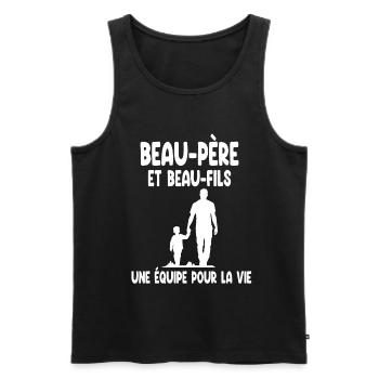 beau-papa beau-père beau-fils homme - Débardeur bio Premium Homme - noir - Devant - AI Model Male 178 light (178cm)
