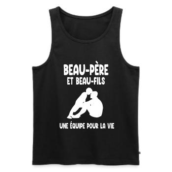 beau-papa beau-père beau-fils homme - Débardeur bio Premium Homme - noir - Devant - AI Model Male 178 light (178cm)