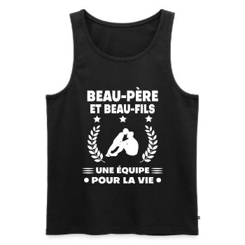 beau-papa beau-père beau-fils équipe - Débardeur bio Premium Homme - noir - Devant - AI Model Male 178 light (178cm)