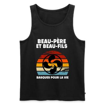 beau-père et beau-fils basque vintage - Débardeur bio Premium Homme - noir - Devant - Michal (187cm)