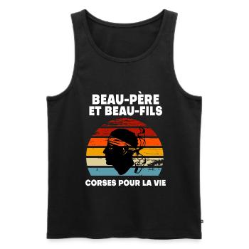 Corsican father-in-law and stepson vintage dad - Men's Premium Organic Tank Top - black - Front - AI Model Male 178 light (178cm)