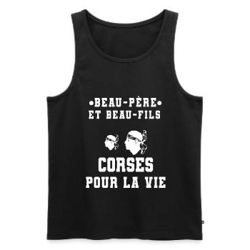 Corsican father-in-law and son-in-law Moor's head - Men's Premium Organic Tank Top - black - Front - AI Model Male 178 light (178cm)
