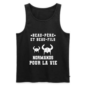 beau-père et beau-fils normandie viking - Débardeur bio Premium Homme - noir - Devant - Michal (187cm)