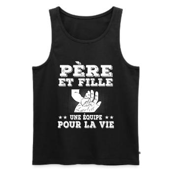 père et fille main papa - Débardeur bio Premium Homme - noir - Devant - Michal (187cm)