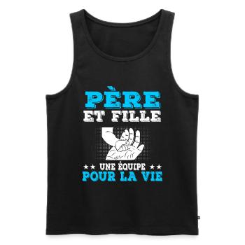 père et fille main équipe - Débardeur bio Premium Homme - noir - Devant - Michal (187cm)