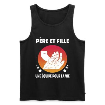 père fille main papa - Débardeur bio Premium Homme - noir - Devant - Michal (187cm)