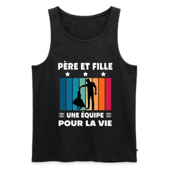 papa père et fille fête des pères - Débardeur bio Premium Homme - noir - Devant - Michal (187cm)
