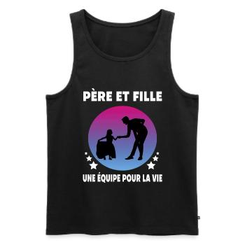 papa père et fille rétro vintage père - Débardeur bio Premium Homme - noir - Devant - Michal (187cm)