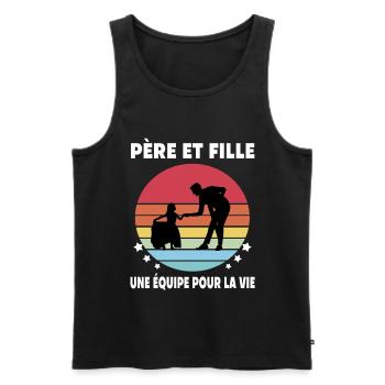 Vater Vater und Tochter Vintage Vater - Männer Premium Bio Tank Top - Schwarz - Vorne - AI Model Male 178 light (178cm)