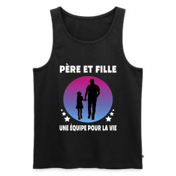 papa père et fille rétro vintage père papa - Débardeur bio Premium Homme - noir - Devant - Michal (187cm)