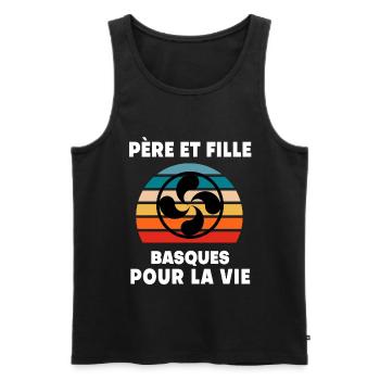 père et fille vintage papa basque - Débardeur bio Premium Homme - noir - Devant - Michal (187cm)