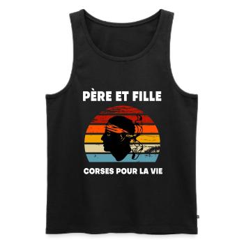 Corsican father and daughter vintage dad - Men's Premium Organic Tank Top - black - Front - AI Model Male 178 light (178cm)
