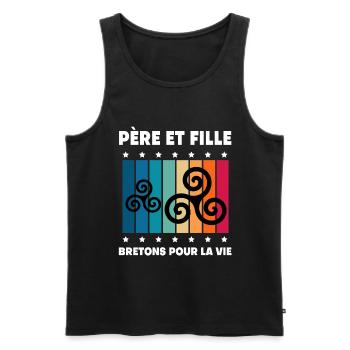 père et fille papa breton vintage bretagne - Débardeur bio Premium Homme - noir - Devant - AI Model Male 178 light (178cm)