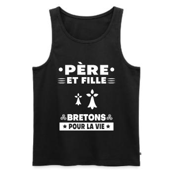 père et fille bretagne breton papa - Débardeur bio Premium Homme - noir - Devant - AI Model Male 178 light (178cm)