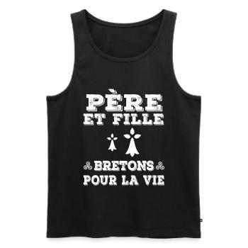 père et fille papa bretagne breton breizh - Débardeur bio Premium Homme - noir - Devant - AI Model Male 178 light (178cm)