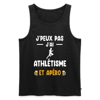 athlète je peux pas j'ai athlétisme courir apéro - Débardeur bio Premium Homme - noir - Devant - Michal (187cm)