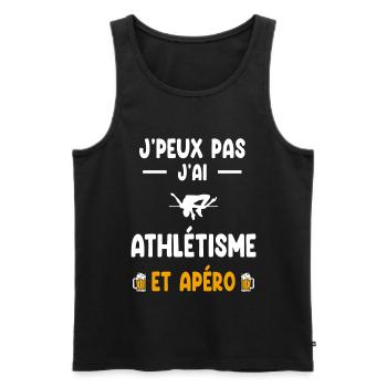 athlète je peux pas j'ai saut en hauteur apéro - Débardeur bio Premium Homme - noir - Devant - Michal (187cm)