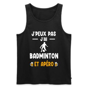 badiste je peux pas j'ai badminton apéro - Débardeur bio Premium Homme - noir - Devant - Michal (187cm)